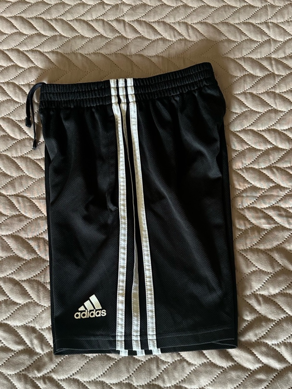 adidas Black Athletic Shorts with White Three-Stripes